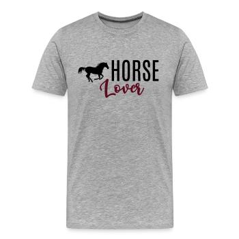 Cadeau équestre de cavalier amateur de cheval - T-shirt bio Premium Homme - gris chiné - Devant - Damien (186cm)