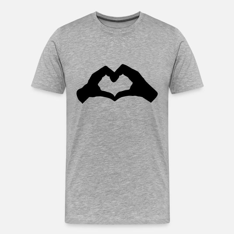 HandHerz2 - Männer Premium Bio T-Shirt - Grau meliert