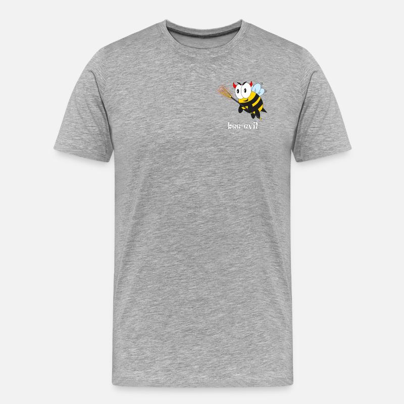 bee evil - Männer Premium Bio T-Shirt - Grau meliert