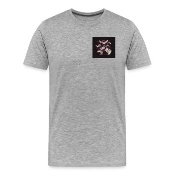 Lignes Néon et Billets de Banque - T-shirt bio Premium Homme - gris chiné - Devant - Damien (186cm)