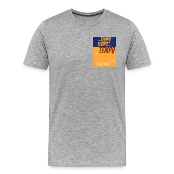 Photographie T-Shirt Hoodie Mug Tempo - T-shirt bio Premium Homme - gris chiné - Devant - Damien (186cm)
