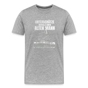 Unterschätze niemals einen Alten Mann - Männer Premium Bio T-Shirt - Grau meliert - Vorne - Damien (186cm)