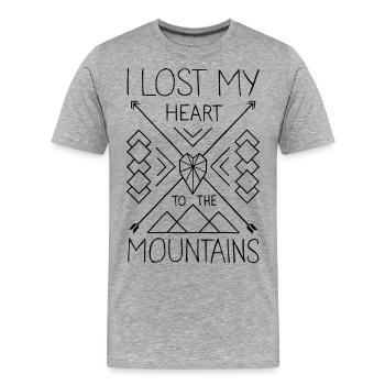 Mountain Love - Männer Premium Bio T-Shirt - Grau meliert - Vorne - Damien (186cm)