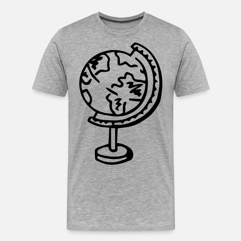 Globus Erdkugel Geschenkidee - Männer Premium Bio T-Shirt - Grau meliert