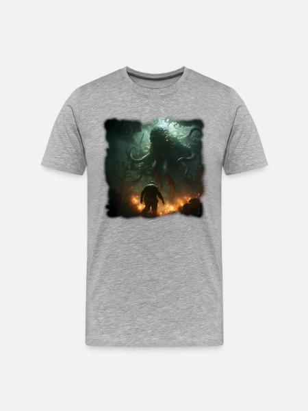 Cosmic Horror - Männer Premium Bio T-Shirt - Grau meliert