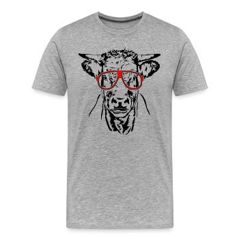 Vache à lunettes boeuf taureau pâturage animal Wilsigns - T-shirt bio Premium Homme - gris chiné - Devant - Damien (186cm)