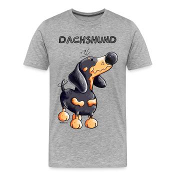Knuffiger Dackel - Männer Premium Bio T-Shirt - Grau meliert - Vorne - Damien (186cm)