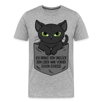 Je n’apporte pas de malchance Sac de poitrine de chat noir - T-shirt bio Premium Homme - gris chiné - Devant - Damien (186cm)