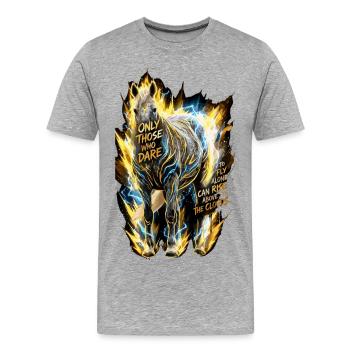 Citation du cheval Ose To Fly Alone - T-shirt bio Premium Homme - gris chiné - Devant - Damien (186cm)