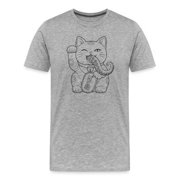 Bakeneko schwarz - Männer Premium Bio T-Shirt - Grau meliert - Vorne - Damien (186cm)