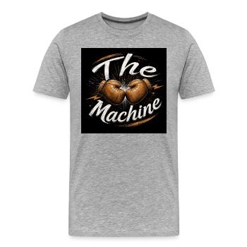 La Machine Boxing - T-shirt bio Premium Homme - gris chiné - Devant - Damien (186cm)