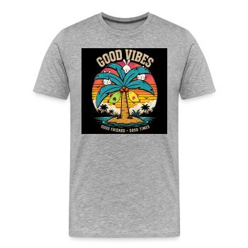 Gute Vibes Palmeninsel Freunde - T-shirt bio Premium Homme - gris chiné - Devant - Damien (186cm)