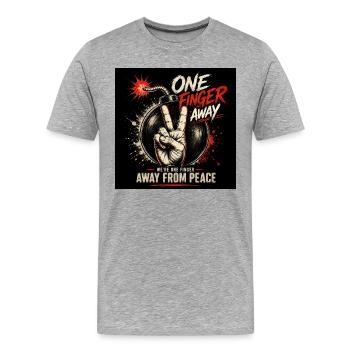 À un doigt de la paix - T-shirt bio Premium Homme - gris chiné - Devant - Damien (186cm)