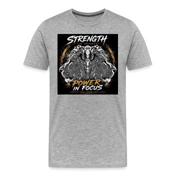 Pouvoir dans le silence : Focus Design - T-shirt bio Premium Homme - gris chiné - Devant - Damien (186cm)