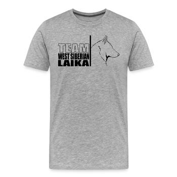 ÉQUIPE Sibérie occidentale Laïka Chien Chien Wilsigns - T-shirt bio Premium Homme - gris chiné - Devant - Damien (186cm)