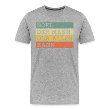 Der Mann Der Alles kann Noel - Männer Premium Bio T-Shirt - Grau meliert - Vorne - Damien (186cm)