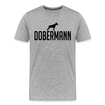 DOBERMANN Chiens de race de chien Wilsigns - T-shirt bio Premium Homme - gris chiné - Devant - Damien (186cm)