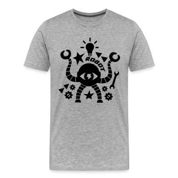 robots - Men's Premium Organic T-Shirt - heather grey - Front - Damien (186cm)