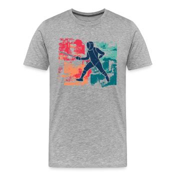 Fechten Vintage Fechtsport Degen Fechter - Männer Premium Bio T-Shirt - Grau meliert - Vorne - Damien (186cm)