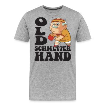 Old butterfly hand outfit for table tennis players - Men's Premium Organic T-Shirt - heather grey - Front - Damien (186cm)