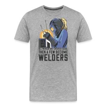 Welder Mama for welders and - Men's Premium Organic T-Shirt - heather grey - Front - Damien (186cm)