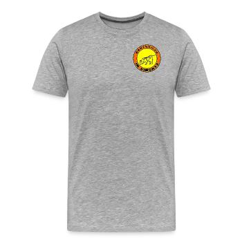 Mantrailer im Einsatz Spitz Islandhund - Männer Premium Bio T-Shirt - Grau meliert - Vorne - Damien (186cm)