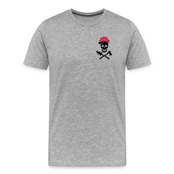 Schwarzwald Totenkopf Bollenhut Axt - Pure Heimat - Männer Premium Bio T-Shirt - Grau meliert - Vorne - Damien (186cm)
