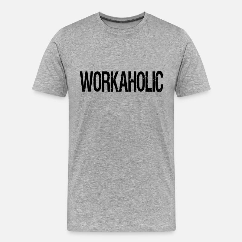 Workaholic - Männer Premium Bio T-Shirt - Grau meliert