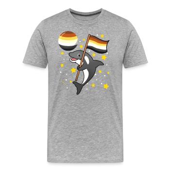 Orca im Weltraum Gay Bear Pride - Männer Premium Bio T-Shirt - Grau meliert - Vorne - Damien (186cm)