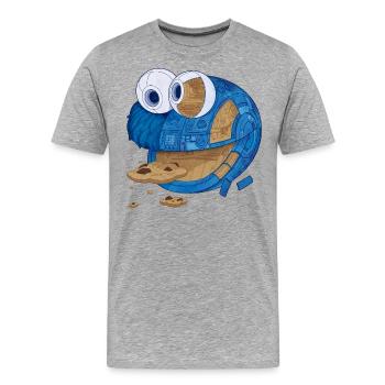 Sesamstraße Krümelmonster Maschine - Männer Premium Bio T-Shirt - Grau meliert - Vorne - Damien (186cm)