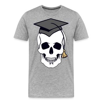 Totenkopf Schädel Gruselig Student Uni Halloween - Männer Premium Bio T-Shirt - Grau meliert - Vorne - Damien (186cm)