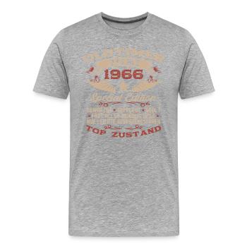 60. Geburtstag Oldtimer Juni Jahrgang 1966 - Männer Premium Bio T-Shirt - Grau meliert - Vorne - Damien (186cm)