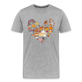 Groovy halloween, citrouille - T-shirt bio Premium Homme - gris chiné - Devant - Damien (186cm)