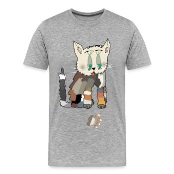 Patchwork Katze Fred Tatze - Männer Premium Bio T-Shirt - Grau meliert - Vorne - Damien (186cm)