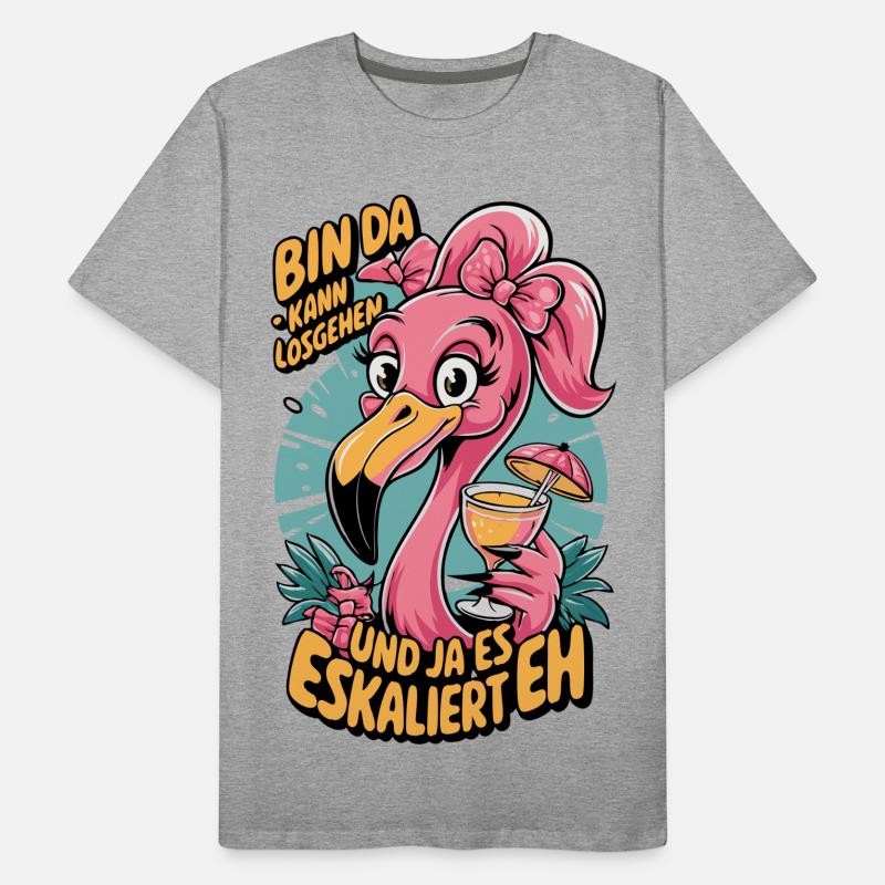Flamingo Spruch Bin da – eskaliert eh Männer Premium Bio T-Shirt