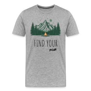 Feu de camp de la Montagne Éclairée par la Lune - T-shirt bio Premium Homme - gris chiné - Devant - Damien (186cm)