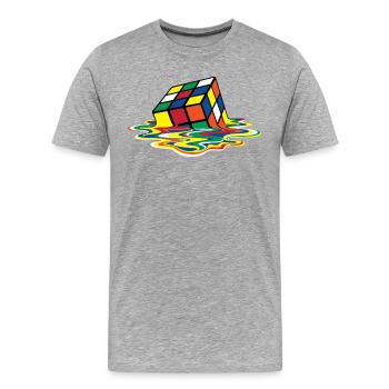 Rubik's Cube Zauberwürfel Melting Cube - Männer Premium Bio T-Shirt - Grau meliert - Vorne - Damien (186cm)