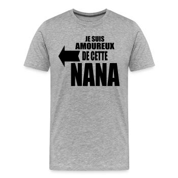 je suis amoureux de cette nana - T-shirt bio Premium Homme - gris chiné - Devant - Damien (186cm)