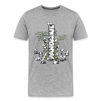 Pandas "Pandamie" süße knuddelige Pandabären - Männer Premium Bio T-Shirt - Grau meliert - Vorne - Damien (186cm)