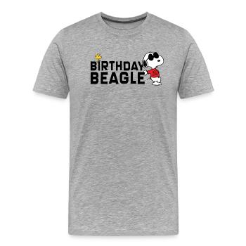 Peanuts Geburtstagsdesign Birthday Beagle Snoopy - Männer Premium Bio T-Shirt - Grau meliert - Vorne - Damien (186cm)