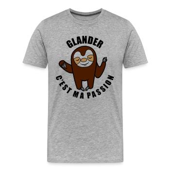 glander c'est ma passion - T-shirt bio Premium Homme - gris chiné - Devant - Damien (186cm)