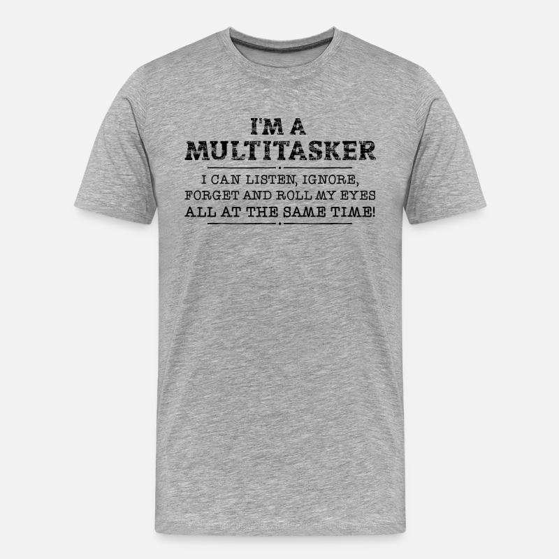 Ich bin ein Multitasker - Männer Premium Bio T-Shirt - Grau meliert