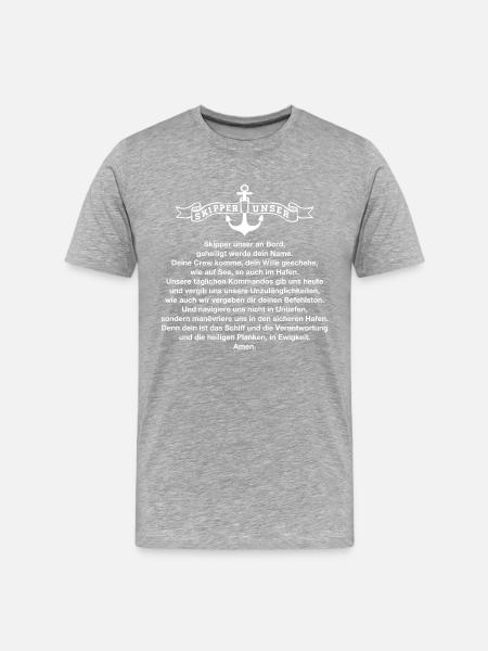Skipper unser - weiß - Männer Premium Bio T-Shirt - Grau meliert
