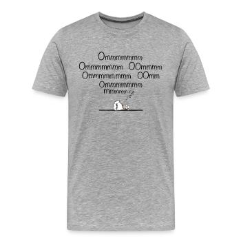 OM Mantra Méditation Drôle - T-shirt bio Premium Homme - gris chiné - Devant - Damien (186cm)