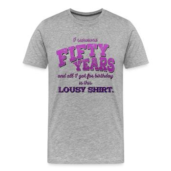 Lousy Shirt 50th Birthday - color - Männer Premium Bio T-Shirt - Grau meliert - Vorne - Damien (186cm)