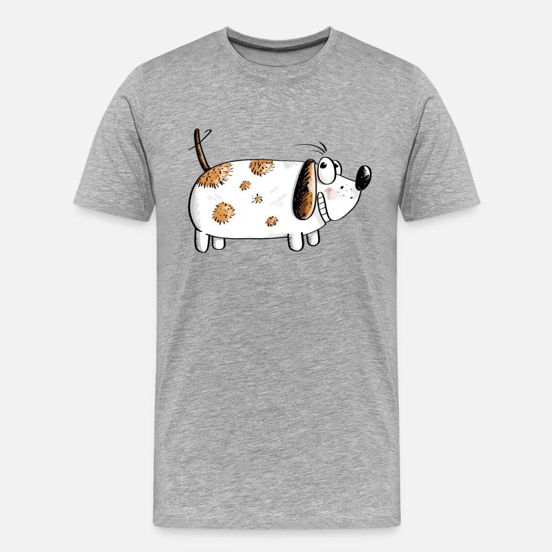 Dicker Lustiger Hund - Hunde Comic - Männer Premium Bio T-Shirt - Grau meliert