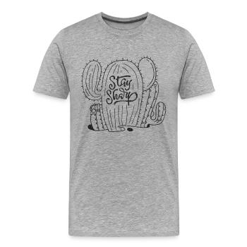 Stay Sharp | Cool Cactus Illustration Design - T-shirt bio Premium Homme - gris chiné - Devant - Damien (186cm)