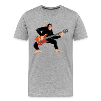 Affe mit E-Bass - Männer Premium Bio T-Shirt - Grau meliert - Vorne - Damien (186cm)
