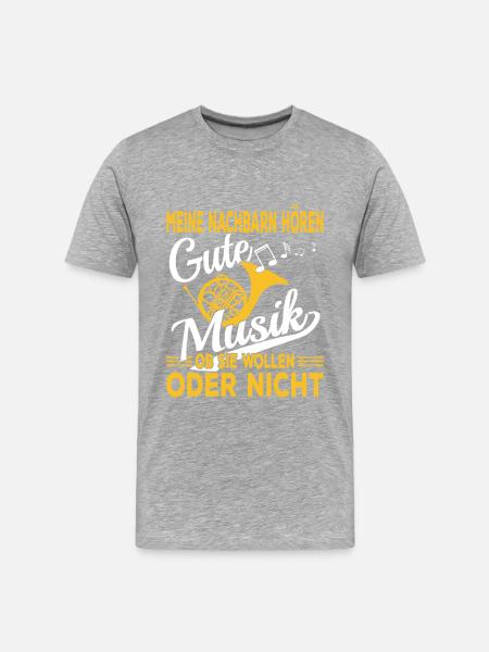 Blasmusiker Horn Musiker - Männer Premium Bio T-Shirt - Grau meliert
