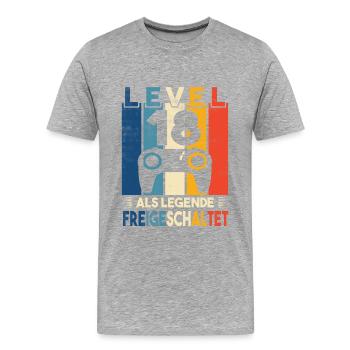 18. Geburtstag Gamer - Männer Premium Bio T-Shirt - Grau meliert - Vorne - Damien (186cm)